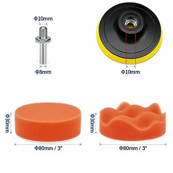 

3inch Polishing Pad Buffing Waxing Sponge Kit Set Cleaning Equipment Care