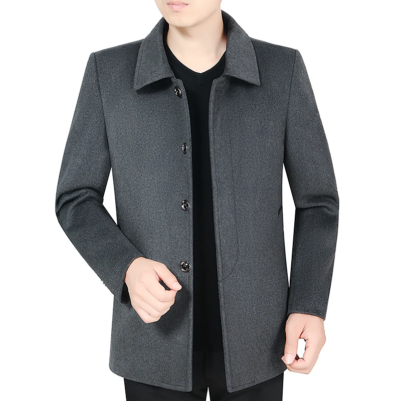 Autumn Early Winter Wool Blend Coat Elegant Black Gray Woolen Tweed Jackets Turn Down Collar Single-breasted Overcoat Plus Size Autumn Early Winter Wool Blend Coat Elegant Black Gray Woolen Tweed Jackets Turn Down Collar Single-breasted Overcoat Plus Size
