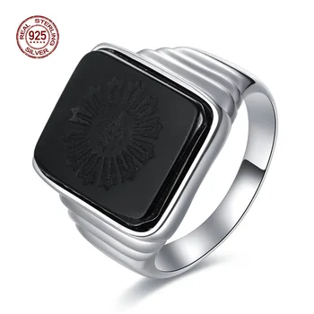 

The Great Gatsby Black stone men Ring Top Quality Leonardo Dicaprio Silver Black Onyx Rings For Men Love Jewelry Wholesale anel