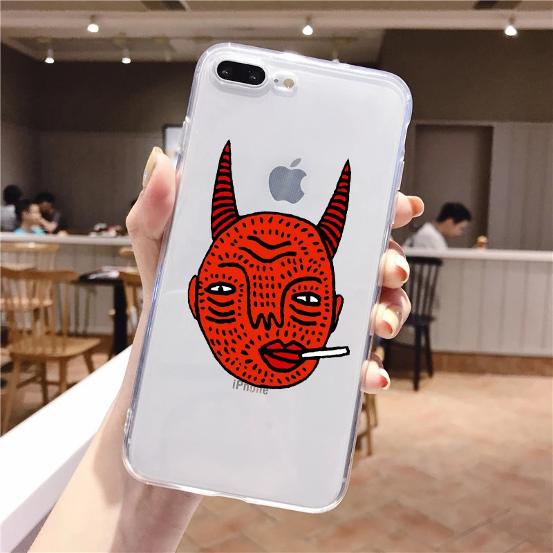 TPU Polly Nor художественный Мягкий силиконовый чехол для телефона для iPhone 11 PRO MAX 5 SE x 6 7 8 Plus X XS MAX XR эстетический женский чехол дьявола - Цвет: TPU