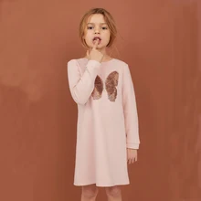 Платье для маленьких девочек с сердечками и бабочками; двусторонние Детские праздничные платья с блестками для девочек; осенне-зимнее детское платье принцессы