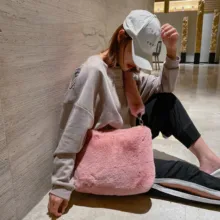 Женские сумки через плечо из искусственного меха, зимняя теплая сумка через плечо, женские сумки для путешествий, одноцветные сумки