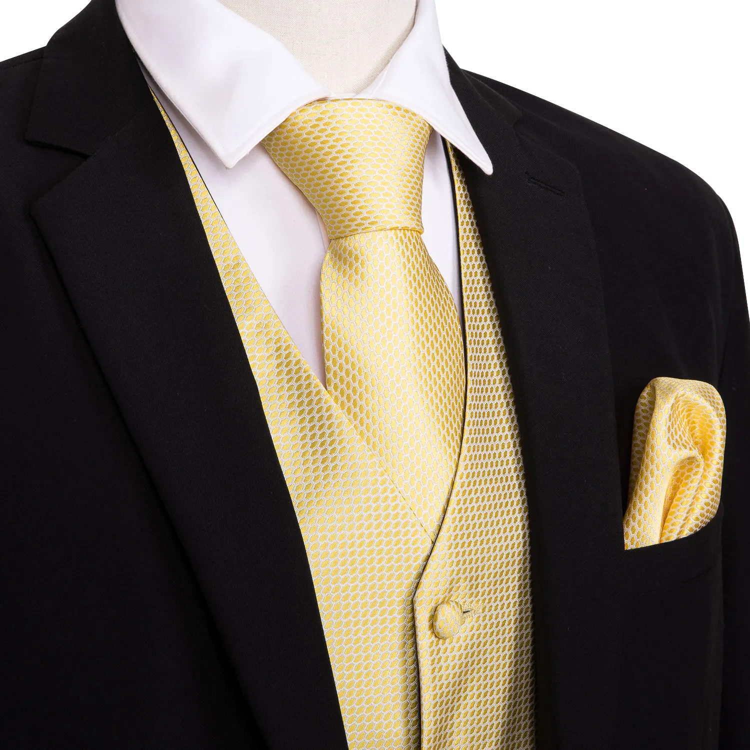 4PC Mens Silk Vest Party Wedding Yellow Paisley Solid Floral Waistcoat Vest Pocket Square Tie Slim Suit Set Barry.Wang BM-2011 4PC Mens Silk Vest Party Wedding Yellow Paisley Solid Floral Waistcoat Vest Pocket Square Tie Slim Suit Set Barry.Wang BM-2011