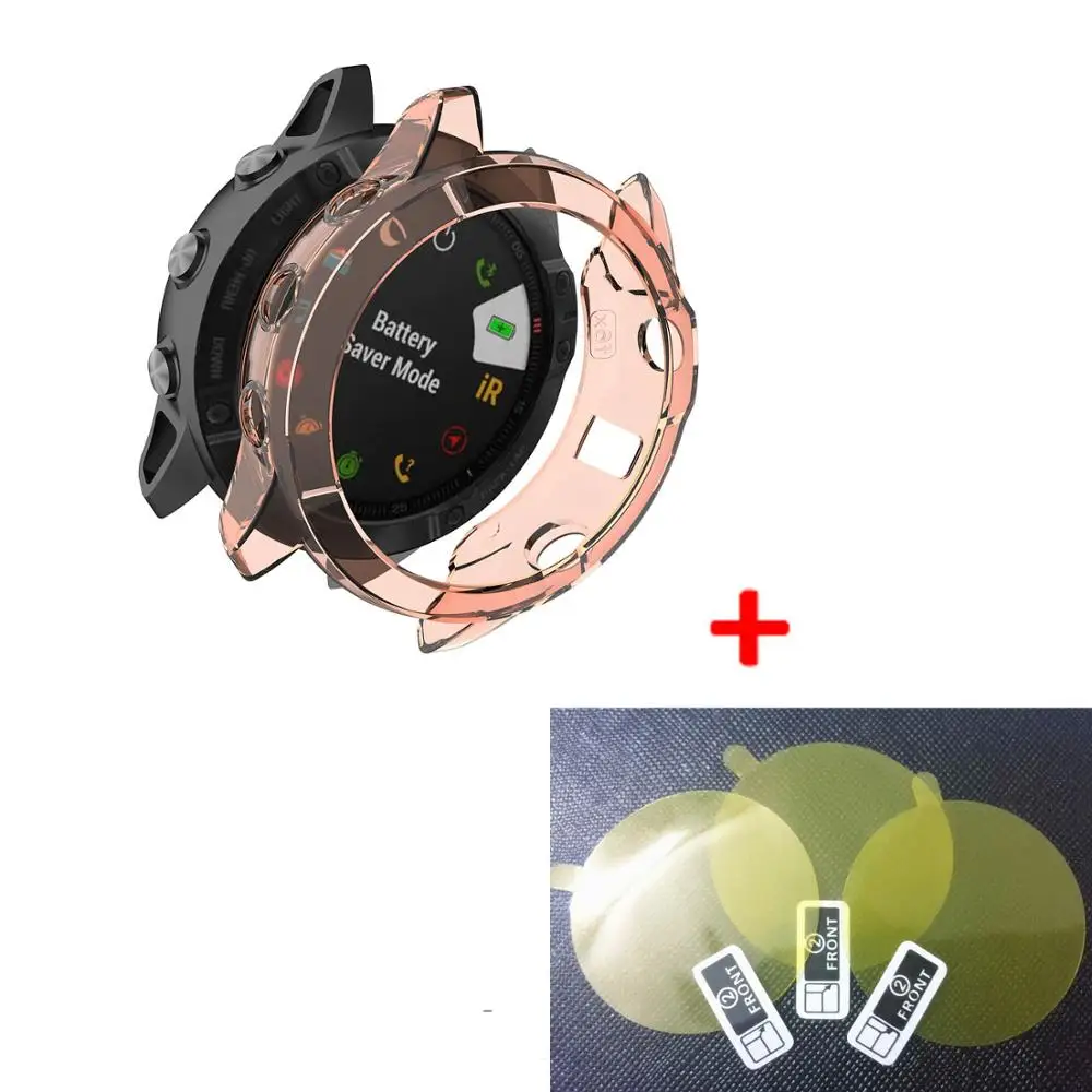 Orange 3 шт. пленка для экрана+ защитный чехол из ТПУ с покрытием для Garmin Fenix 5X, чехол для смарт-часов Garmin Fenix 6X, чехол с рамкой - Цвет: Orange