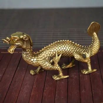 

China Fengshui Brass Ancient mythical dragon god beast statue Han Dynasty Dragon