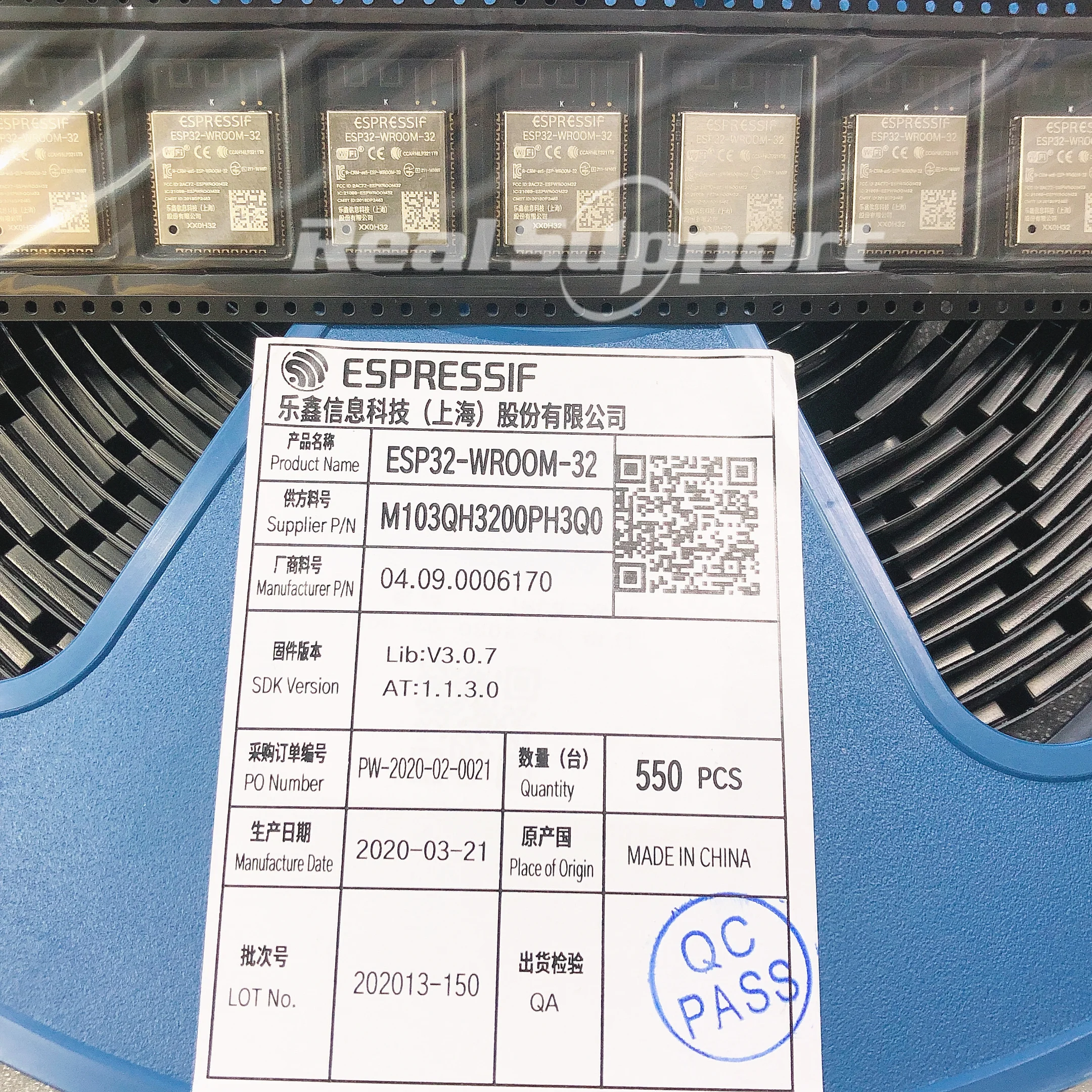 US $249.00 100PCS ESP32WROOM32 WiFi Bluetooth 42 Dual Core CPU MCU Low Power Bluetooth based on ESP32 chip 32Mbit flash Standard