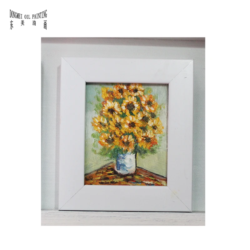 Alta Qualità Van Gogh Girasoli Dm-928001 Pittura A Olio Mini Dipinti Di Fama Mondiale Su Piccola Tavola Sottile Partita Quadro