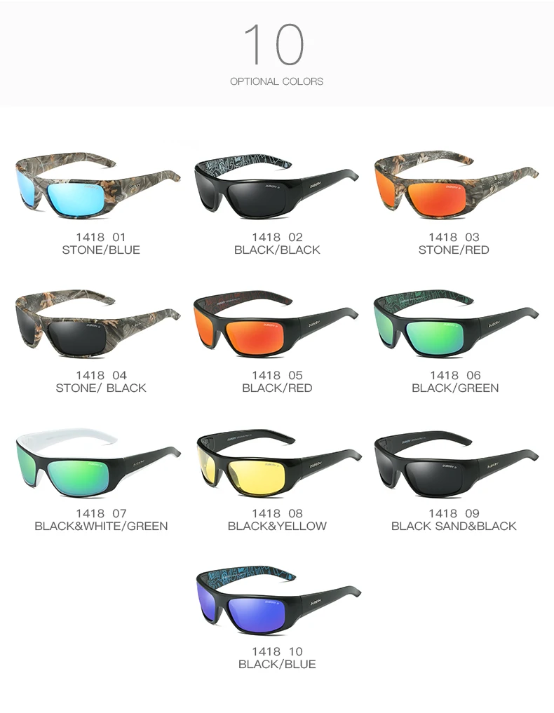 DUBERY Fashion Polarized Sunglasses UV400 Protection Men Women Retro Classic Driving Outdoor 10 Colors Model 1418 Polarized Sunglasses