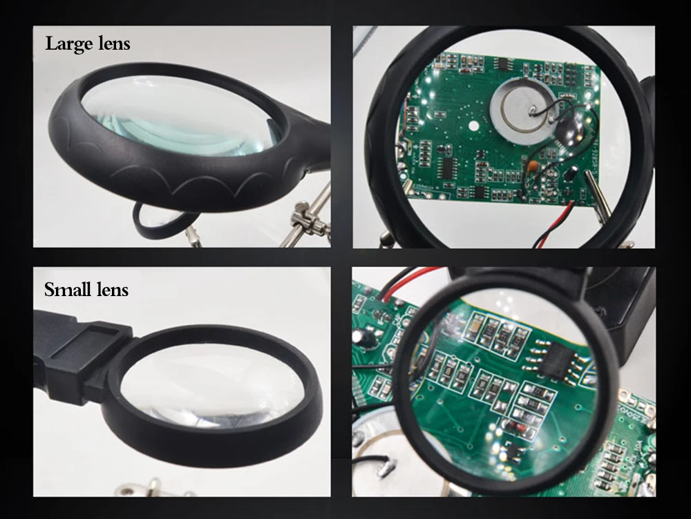 TE-800 2.5X 7.5X 10X прецизионные электронные компоненты помощник по обслуживанию Лупа с 5 Led светильник регулируемый зажим