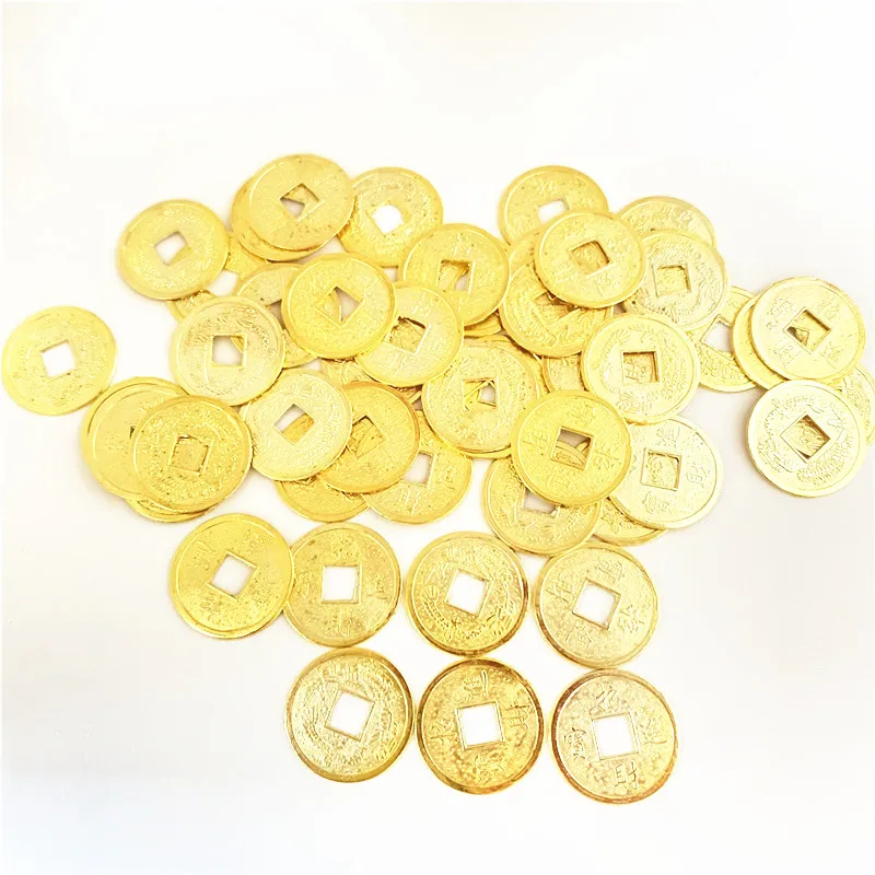 Fortune and Treasure Alloy Coin Square Hole Chips Plating Disk 50Pcs/set Diameter 19mm For Board Game accessories poker chips ceramic chess chips mahjong chips