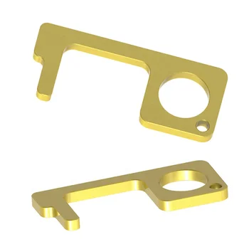 

Hand Brass Door Opener Closer, No-Touch Door Opener Portable Press Elevator Hand Stick Keychain, Keep Hands Clean
