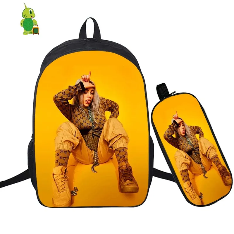 В стиле «хип-хоп» Billie Eilish 2 шт./компл. рюкзак школьные сумки для подростков мальчиков и девочек студенты рюкзак для ноутбука Карандаш Чехол дорожные сумки - Цвет: 6