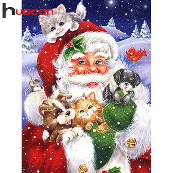 

Huacan Full Square/round 5D DIY Diamond Painting Santa Claus Diamond Embroidery Mosaic Portrait Handicraft Christmas Gift