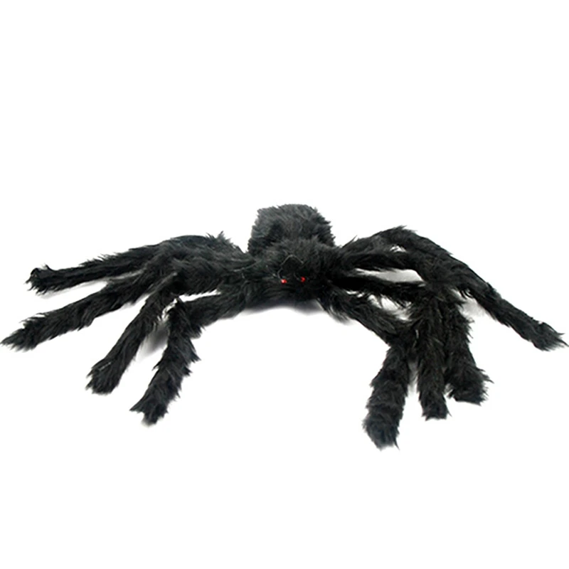 Soft Black Plush Peluche Spider Funny Toy Scary Red Eyes For Halloween Decor Toy Party Stage Horror Props Prank Joke Scary Toys