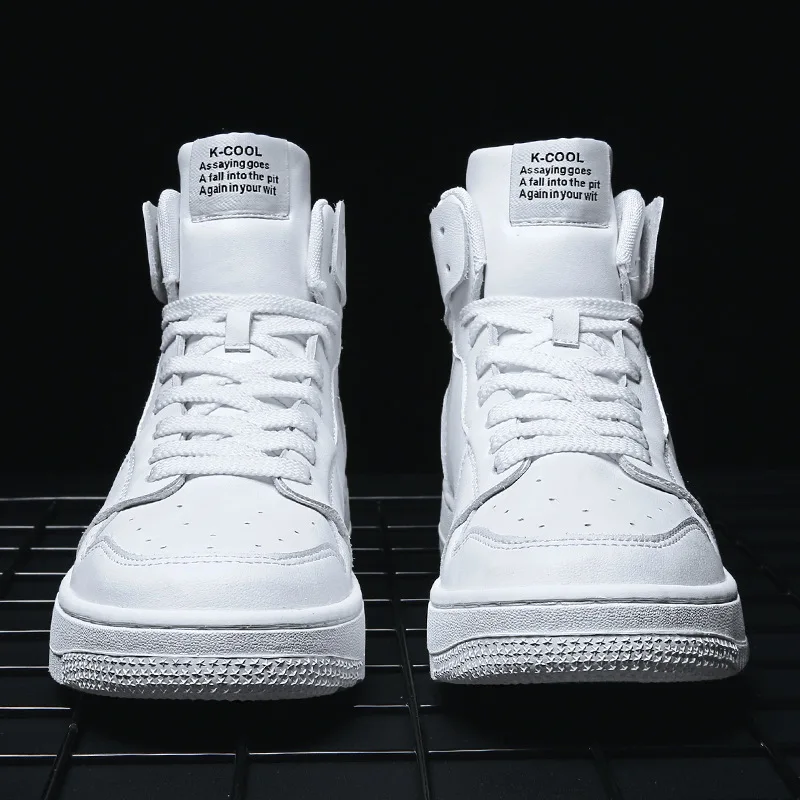 

MEN'S Casual Shoes chao lian Name Winter Mid-top White Shoes Korean-style Trend Hight-top Pure White Shoes High State Shoe