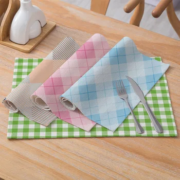 

Geometric Grid Cushion For Home Placemat Waterproof Table Mats Kitchen Decorative Coffee Coaster Table Accessories Place Mats