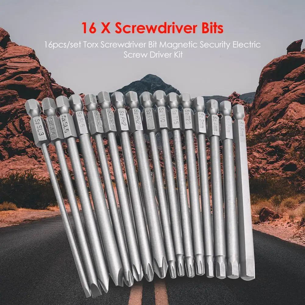 Drill Screwdriver Bit Drill Bits Drill Bit 6 8 10 16pcs set 100mm Alloy Steel S2 Slotted Phillips Professional Screwdriver Bits Straight Cross Head Batches Hand Tools