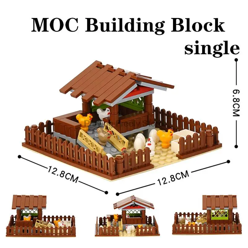 MOC ферма животное куриный домик совместимый с городом строительные блоки