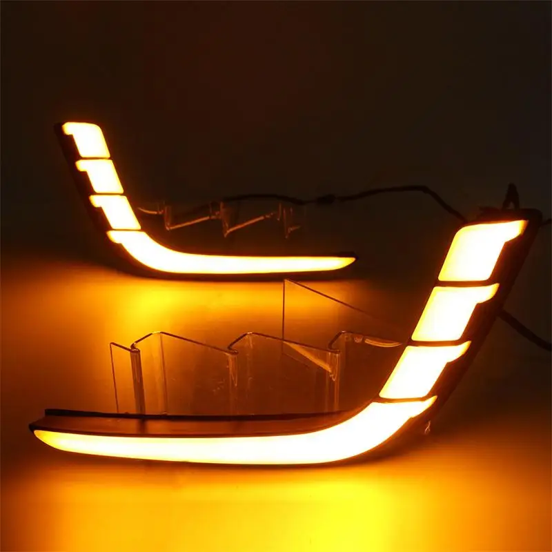 Car Flashing LED DRL Daytime Running Lights with Yellow Turning Signal fog lamp cover fit For Suzuki Swift 2013