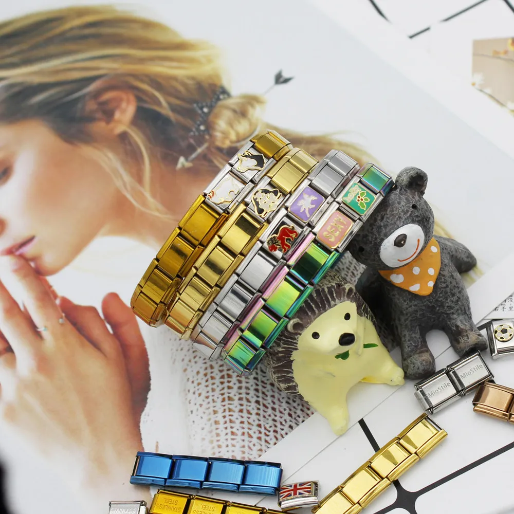 Hapiship 2018 Women’s Jewelry 9mm Width Itanlian Elastic Charm Bracelet Fashion Stainless Steel Bangle ST-