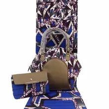 В африканском стиле по последней моде; воск и сумочек в тон, комплект одежды, 3 элемента одежды, шт./компл. Анкара воск сумочка в комплекте 6 ярдов Африканский воск хлопчатобумажная ткань