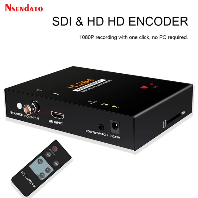Nsendato-USBアダプター付き電子プレーヤー,3gビデオ録画ボックス,hdmi,h.264 pro,hdmi,sd用リモコン付き,sdi  hd,3g