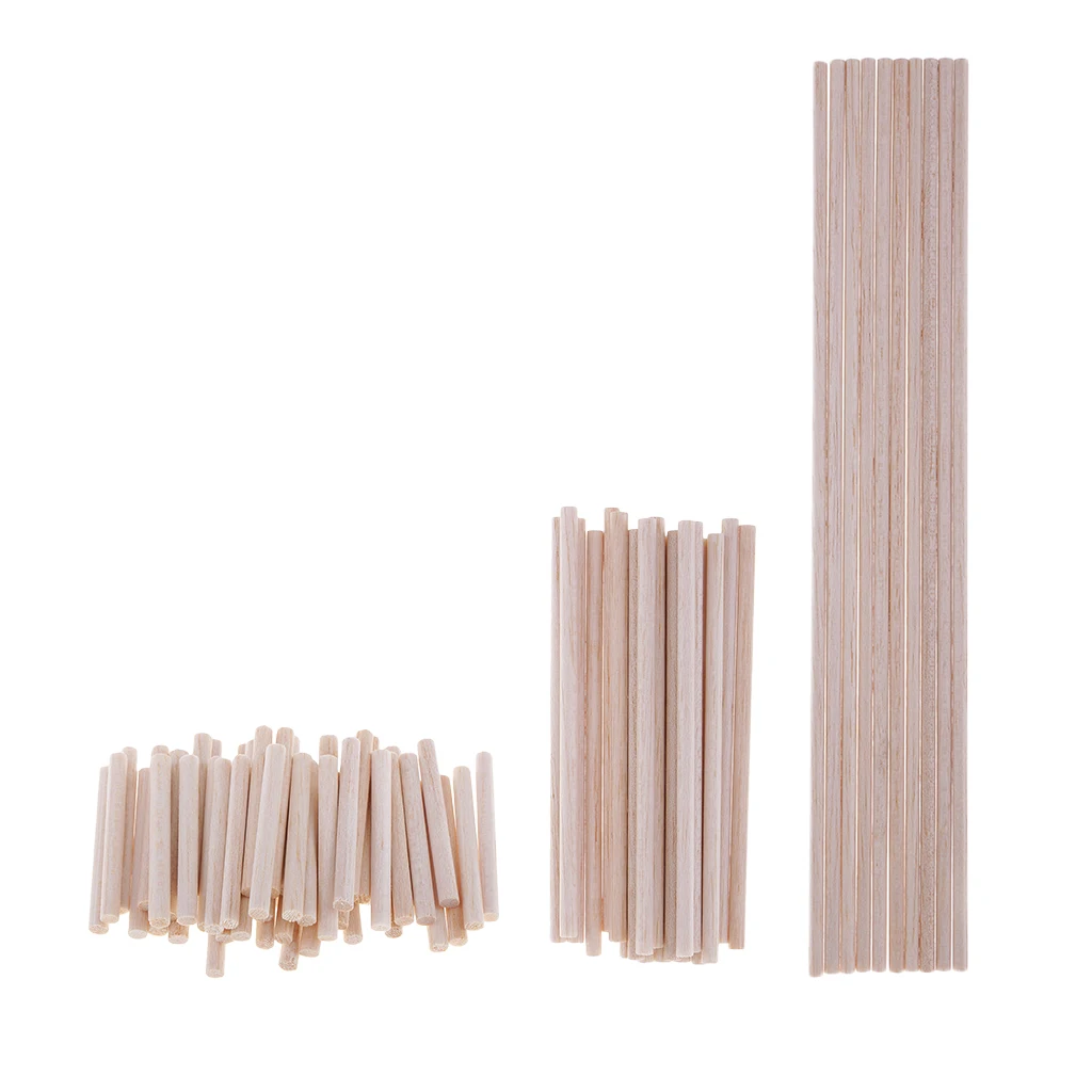 10/20/50pc Balsa Wood Unfinished Craft Round Sticks Dowel Rod Model Building