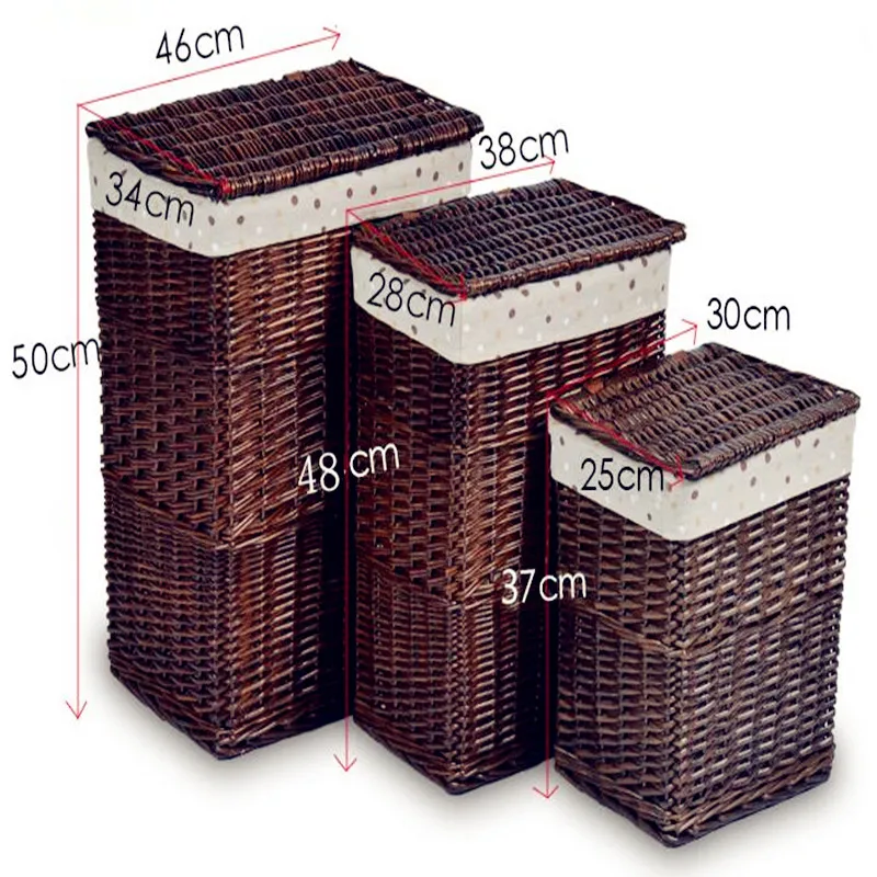 

2019 New Boiled steamed willow storage basket rattan hamper laundry basket toy clothes storage box with lid S M L Available