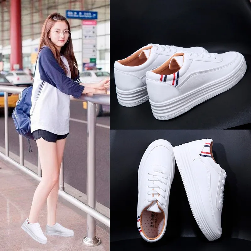 

Hot Selling Spring And Autumn New Style Korean-style Students Athletic Shoes Platform Shoes White WOMEN'S Shoes Lace-up Casual V