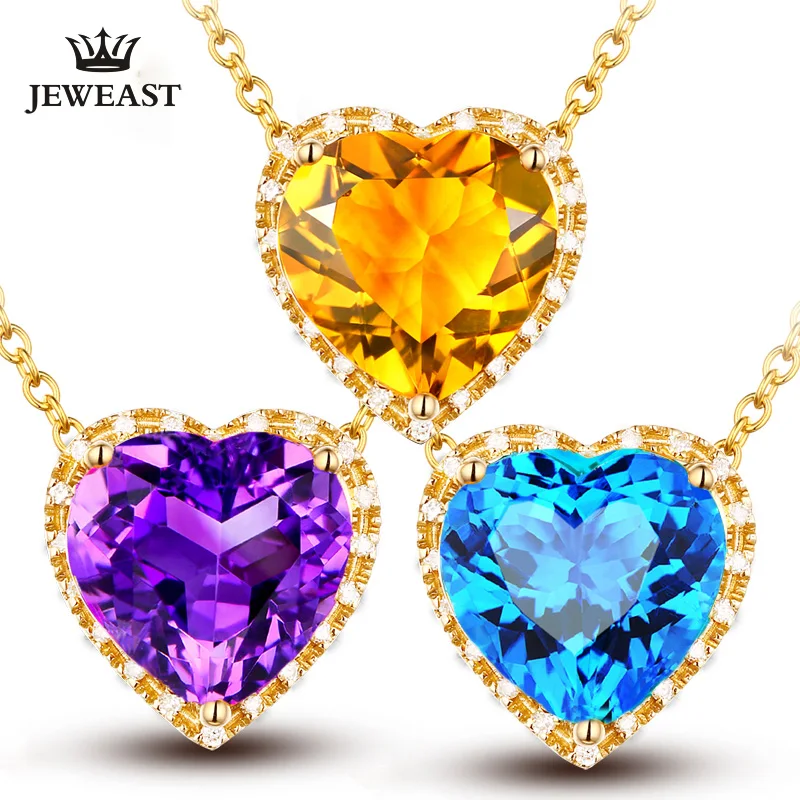 

SLFD Natural topaz/Citrine/Amethyst 18K Pure Gold Pendant Real AU 750 Solid Gold Trendy Classic Fine Jewelry Hot Sell New 2023
