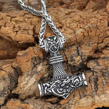 

Norse Viking Thor hammer Stainless steel Mjolnir Viking Amulet Hammer Scandinavian Pendant necklace Norse Jewelry