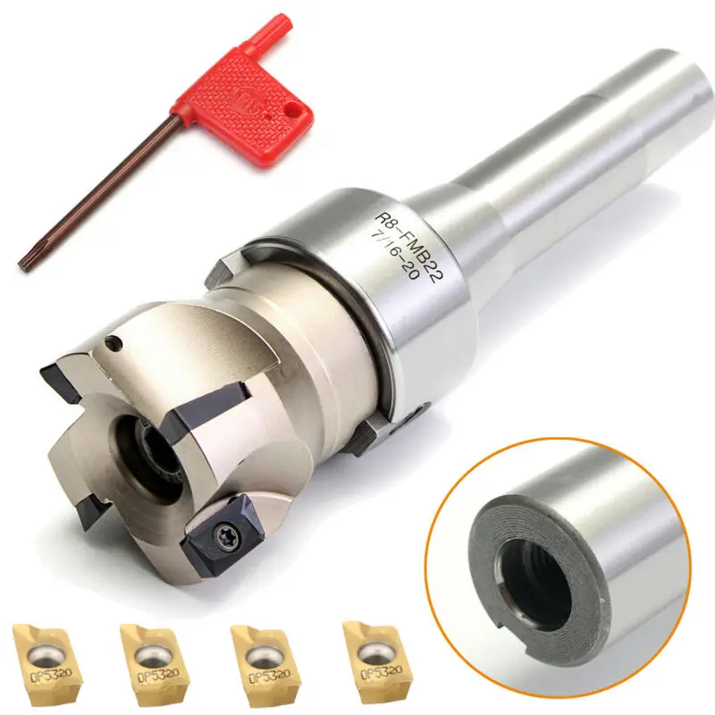 

R8 FMB22 Arbor 400R 50MM Face End Mill Cutter +4x APMT1604 Carbide Inserts woodwor cutting tools accessories