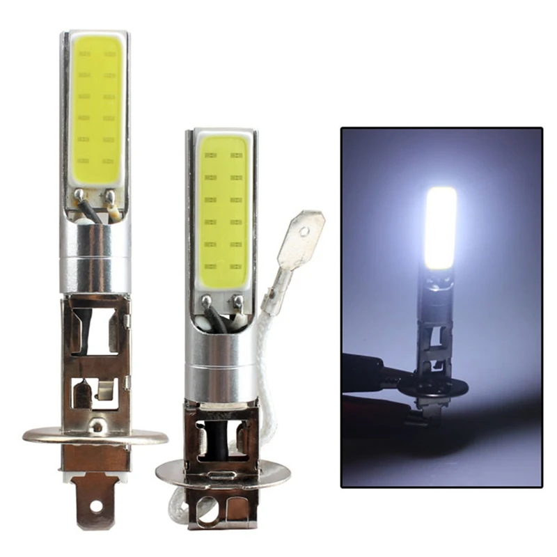 

4Pcs 12V H1/H3 COB LED Headlight High/Low Beam DRL Daytime Running Light Driving Light White Bulbs 6000K Auto Accessories