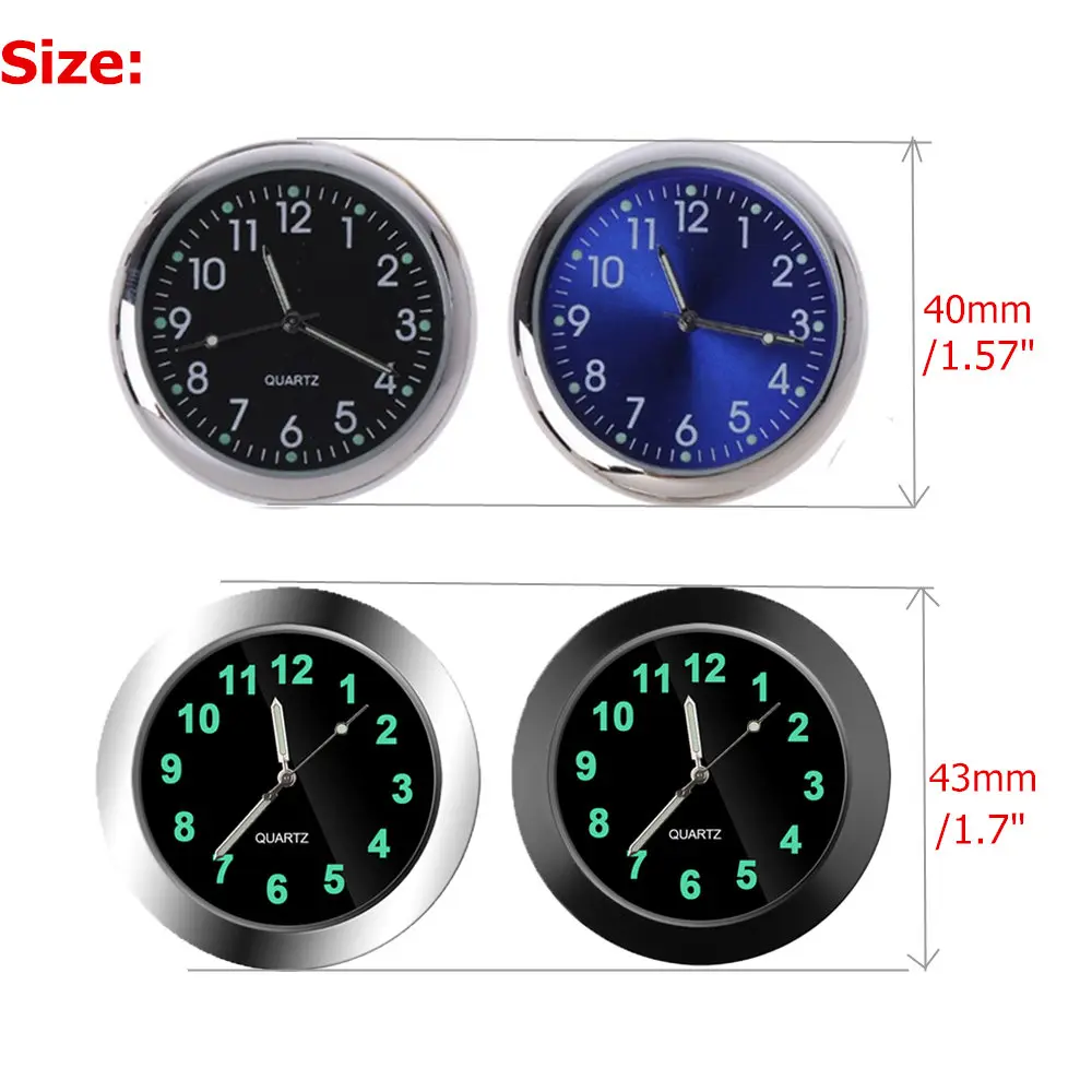 Kaufe Mini Leucht Auto Gauge Uhr Auto Interne Stick-Auf Quarzuhr Dashboard  Uhr Für Styling Auto Zubehör 48X32MM