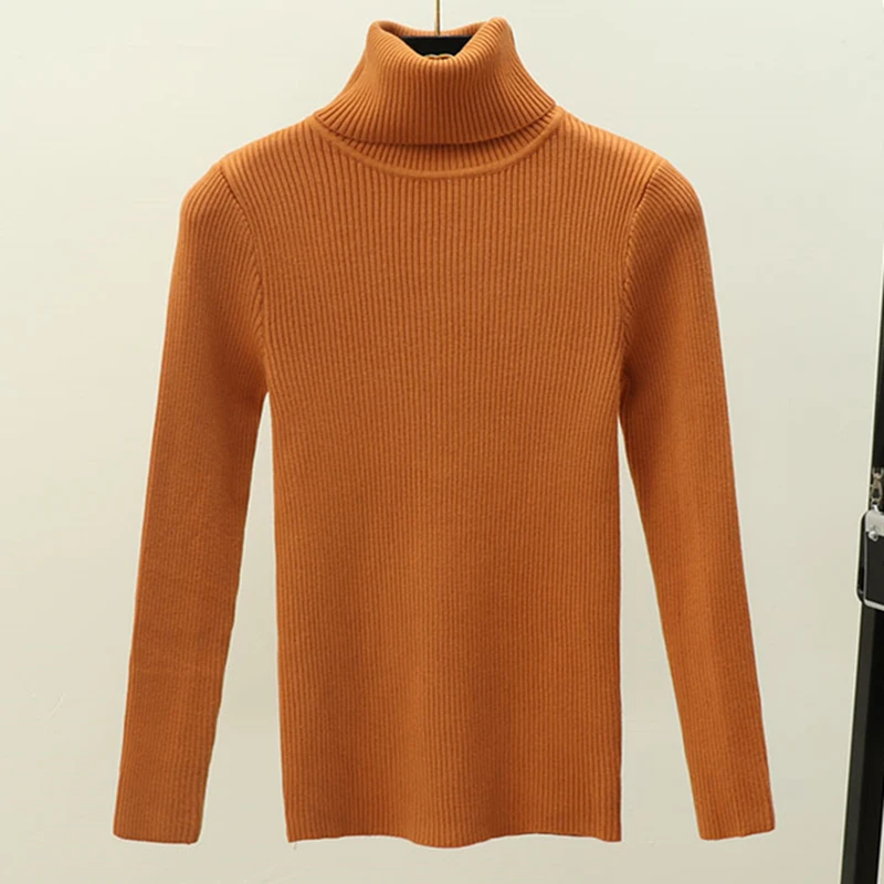Женский свитер, корейский женский свитер с высоким воротом, Sueter Mujer Invierno, вязаный свитер для женщин, женские свитера и пуловеры - Цвет: Orange