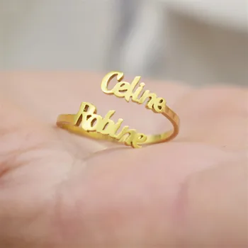 

Customized Fashion Personalized Two Name Couple Ring Couple Name Ring Family Ring Adjustable Wedding Ring
