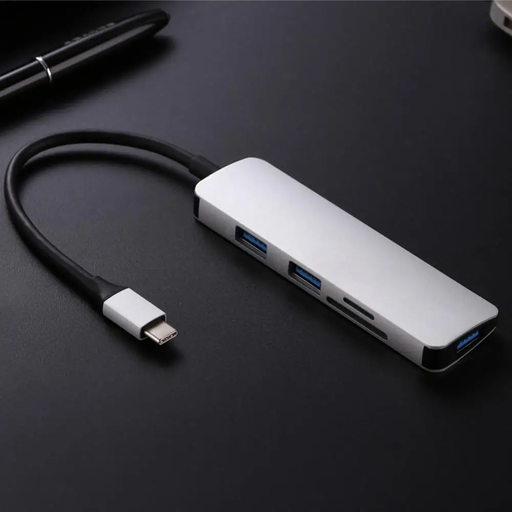 Многофункциональный 5 в 1 адаптер type-c USB 3,0 концентратор сплиттер с TF/SD кард-ридером