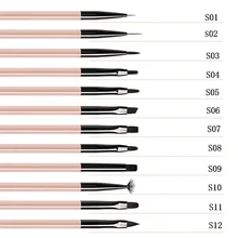 

1Pcs Gradient Blooming Painted Set Tool Design Dotting Multifunction Carved Acrylic Brown Rod Pull Phototherapy Nail Art Brushes