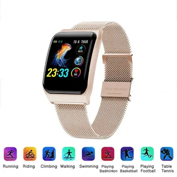 

New Fashion Gold F9 Smart Watch Heart Rate Sphygmomanometer Sports Running Fitness Tracker Smart Bluetooth Bracelet Ladies Men