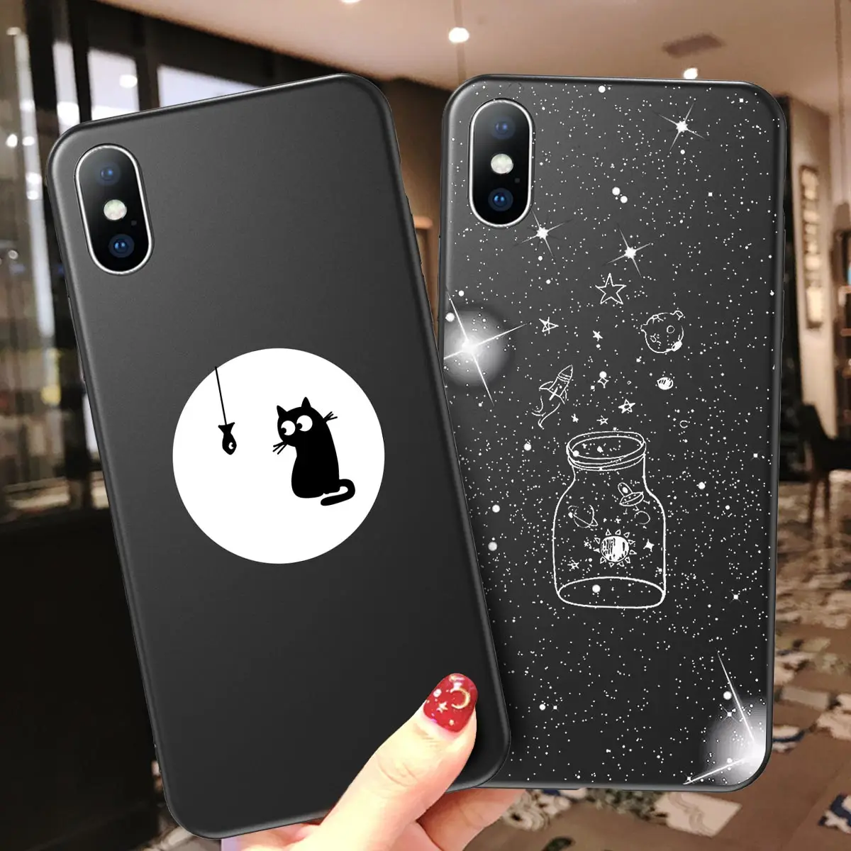 USLION Soft TPU Print Love Heart Star Phone Shockproof Cover For iPhone 11 Pro Max 12 13 Mini 7 8 Plus X XS XR XSmax | Мобильные