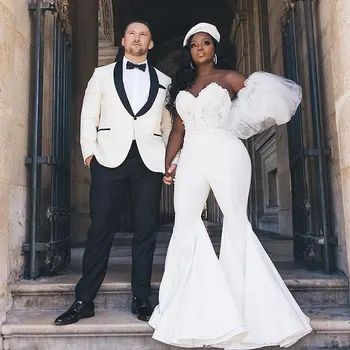 

Latest Coat Pants Design Wedding Suits for Men White Groom Tuxedo 2 Pieces Prom Party Outfits Costume Homme Terno Masculino