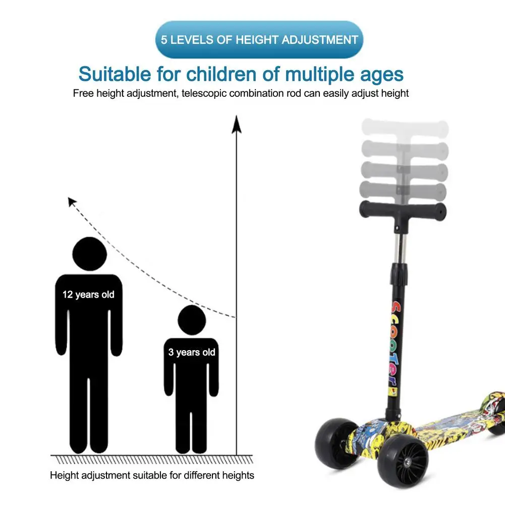 Scooter Patinete plegable para niños Patinete de 3 ruedas con ruedas  iluminadas Patinete para niños CACAGOO Scooter