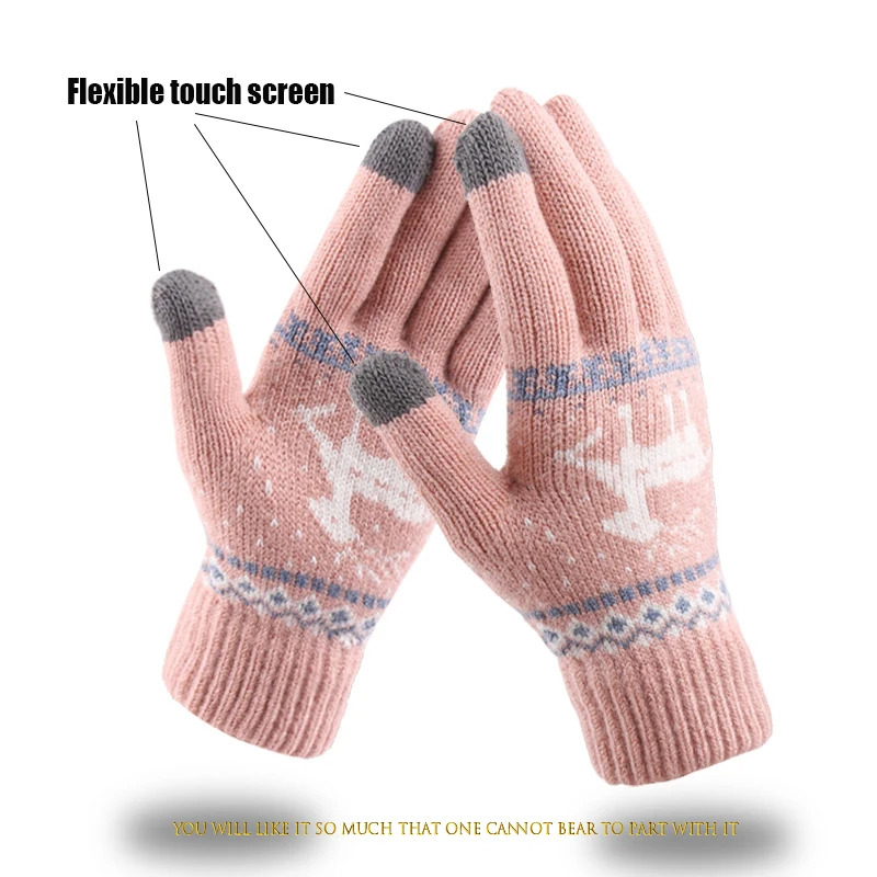 Популярные вязаные шерстяные перчатки для сенсорного экрана для женщин/мужчин теплые и плюшевые зимние перчатки для пар