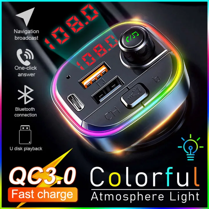 

Bluetooth Wireless LED Car MP3 Player FM Transmitter Handsfree Audio Receiver QC3.0 PD Dual USB Charger
