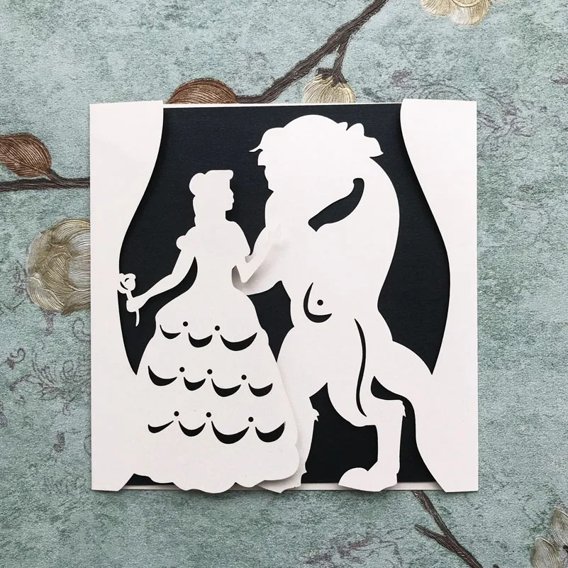 Новые свадебные пригласительные открытки красивая и чудовище поздравительная