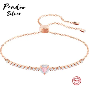 

PANDOO Fashion Charm Pure 925 Silver Original 1:1 Copy, Romantic Playful Love Wild Bracelet Female Luxury Jewelry Gifts