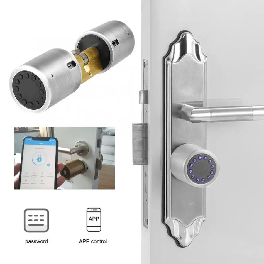 

1set cerradura electronica Bluetooth APP Password Anti-Theft Smart Security Round Ball Lock Sliver