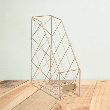

Rack Metal Hollowed Out Creative Golden Nordic File Holder Magazine Organizer