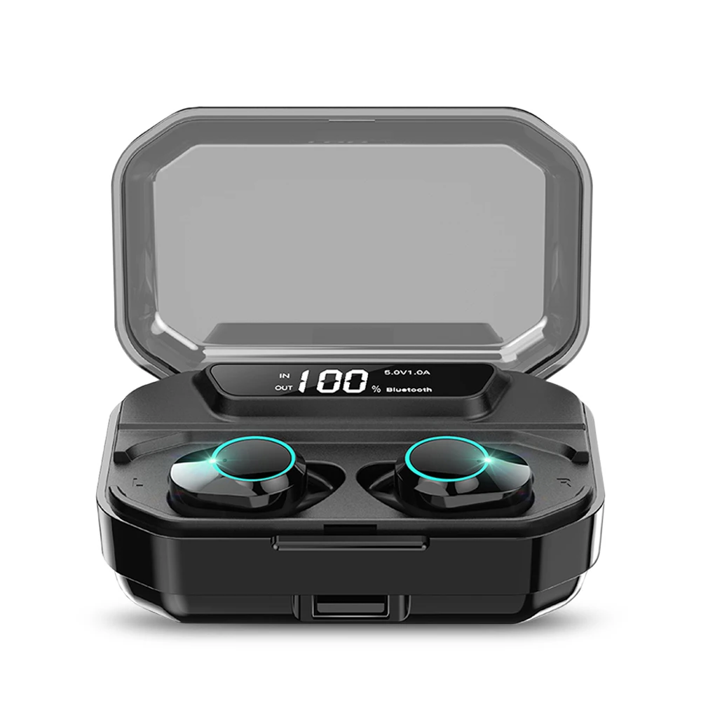 Black Оригинальные KUMI T3S 6D стерео наушники Bluetooth 5,0 IPX6 Водонепроницаемый 3300 мАч светодиодный дисплей батареи Автоматическое Сопряжение портативная гарнитура - Цвет: Black