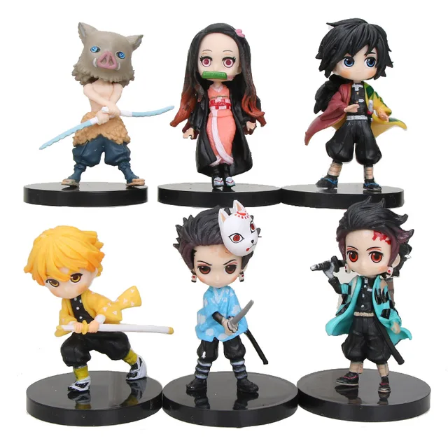 6pcs Set Anime Demon Slayer Kimetsu No Yaiba Figure Stand Version Q Posket Kamado Tanjirou Kamado Nezuko Agatsuma Figure Toy 6cm Action Figures Aliexpress